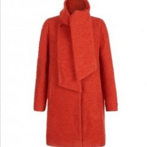 Hobbs London Red Mohair Wool Coat with Scarf